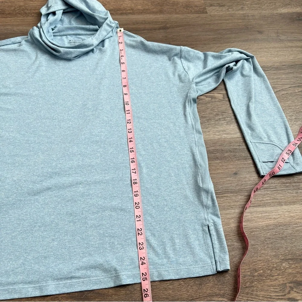 ❄️ Athleta Uptempo Hoodie Heron Blue Heather Large Lightweight Athletic Pullover - Picture 8 of 8